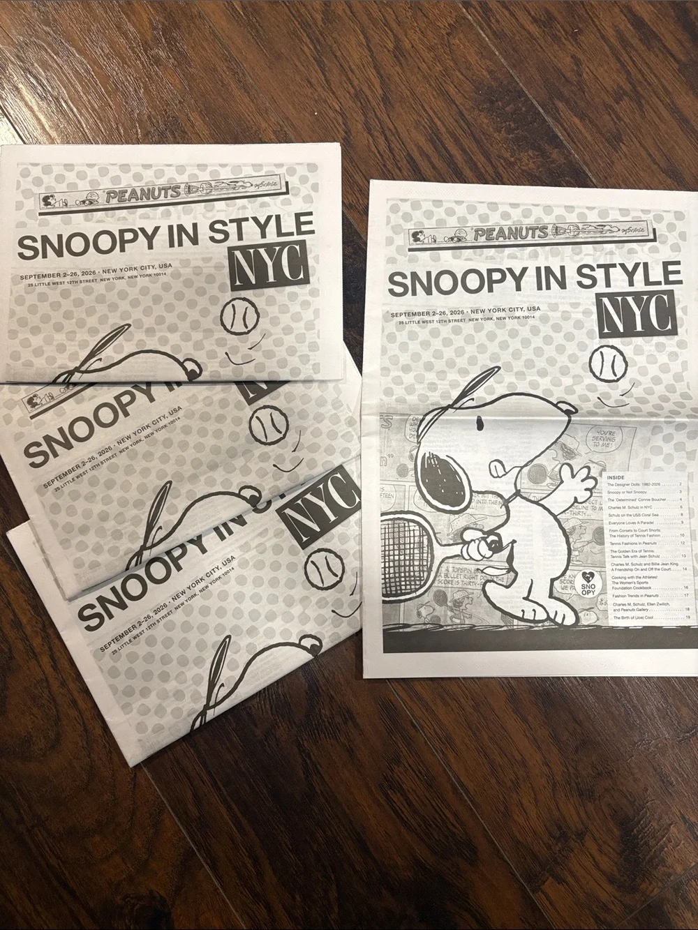 Peanuts Snoopy In Style NYC PopUp 09/2/26-09/26/26 Newspaper (pack of 4)